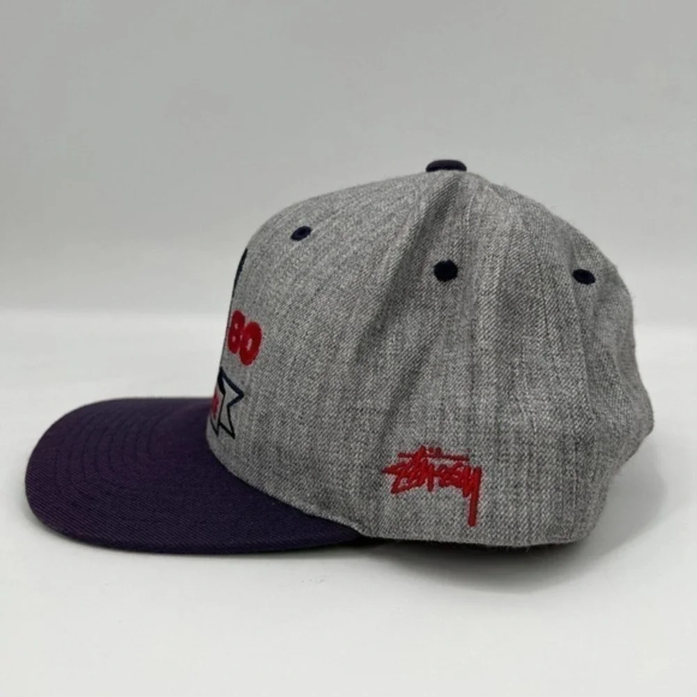 Vintage Stussy Hat Cap SnapBack Rare Sample Wool Blend Gray Streetwear YUPOONG